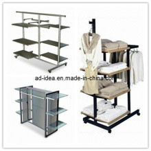 Garment Display Stand with 6 Glass Shelves (AD-130718)